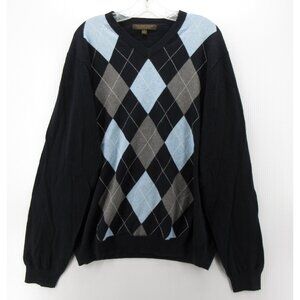 Sebastian Cooper Sweater Large Cashmere Cotton Argyle Diamond Pullover